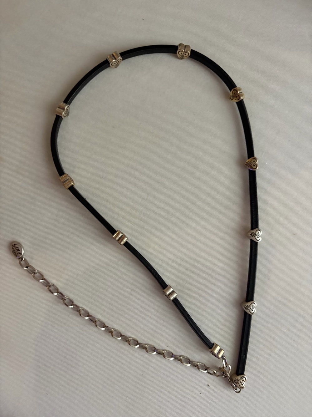 Love Black Cord belt with Silver Heart Accents